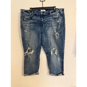 Lane Bryant‎ Distressed Denim Capri Jeans Plus Size 24 Ripped Cuffed Blue